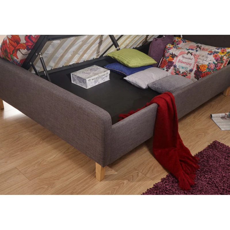 Ashbourne Single Ottoman Bed Fabric Grey 3 x 7ft - Image 7