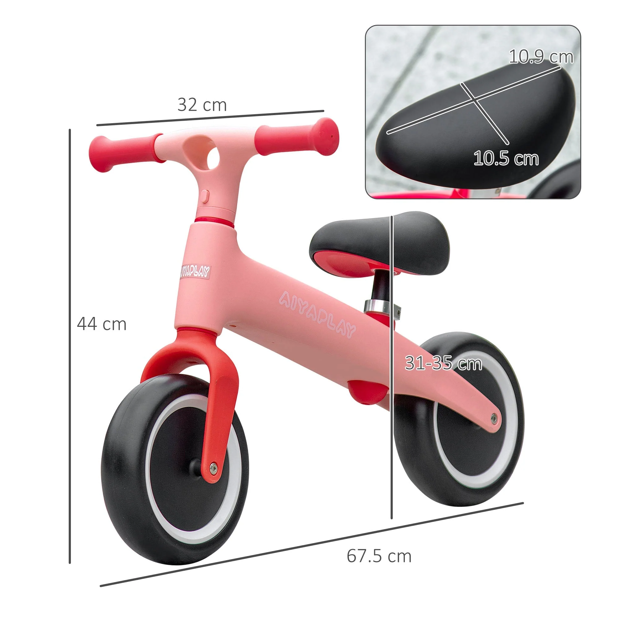 Balance Bike With Adjustable Seat 1.5 To 3 Years Pink by Aiyaplay - Image 3