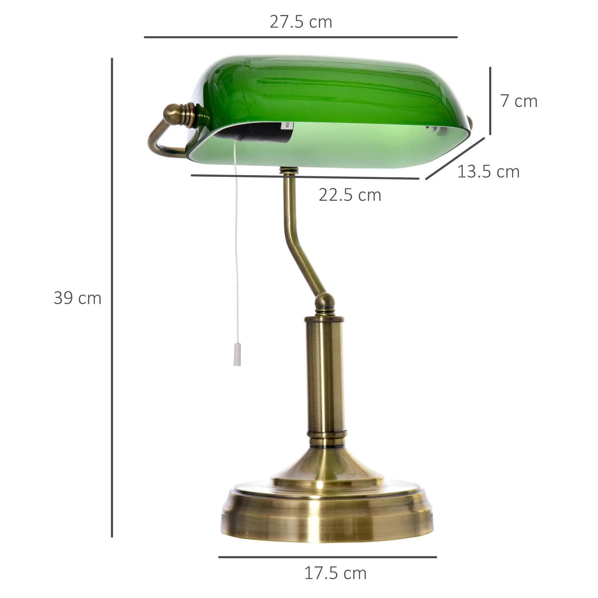 Banker's Table Lamp w/ Antique Bronze Base - Image 3