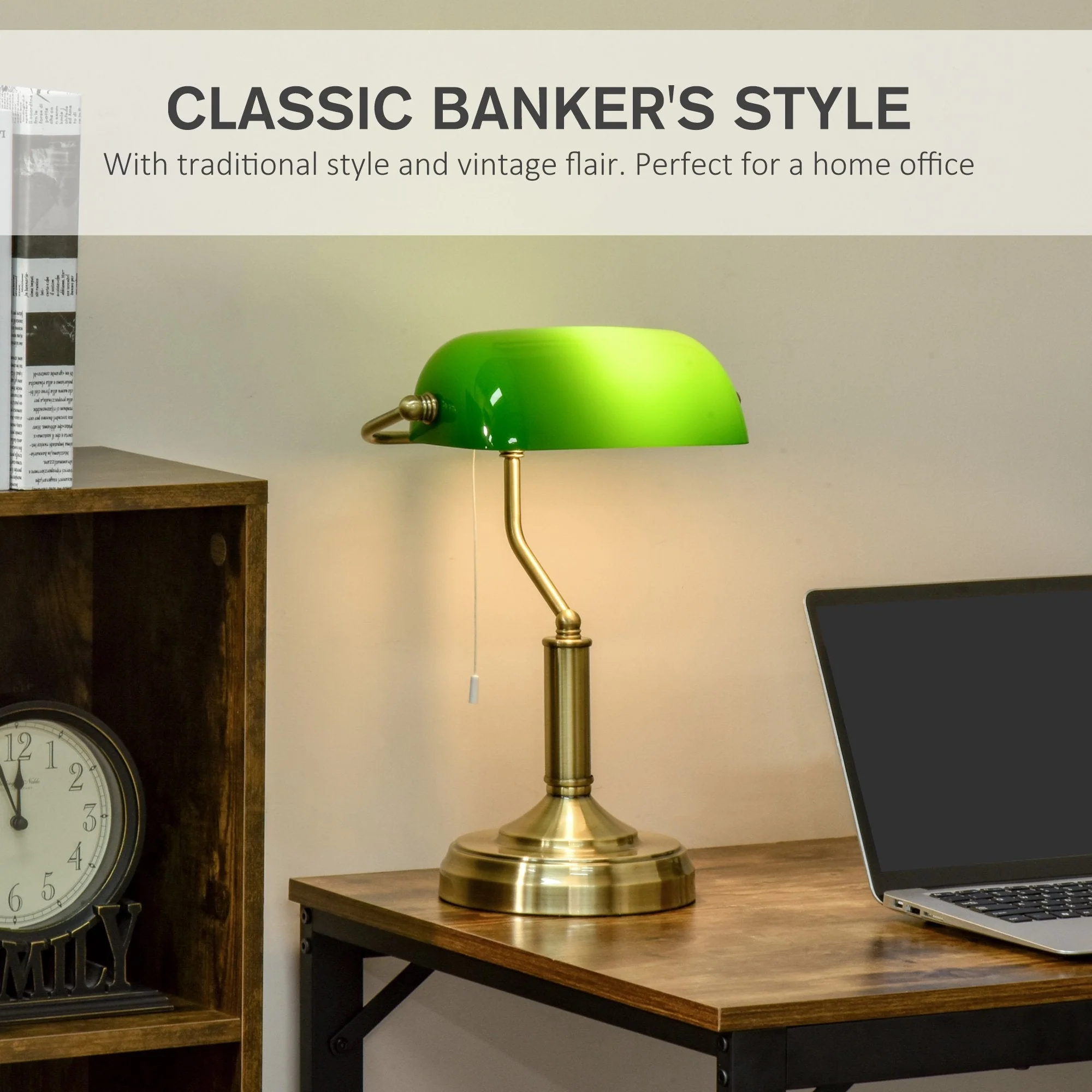 Banker's Table Lamp w/ Antique Bronze Base - Image 4