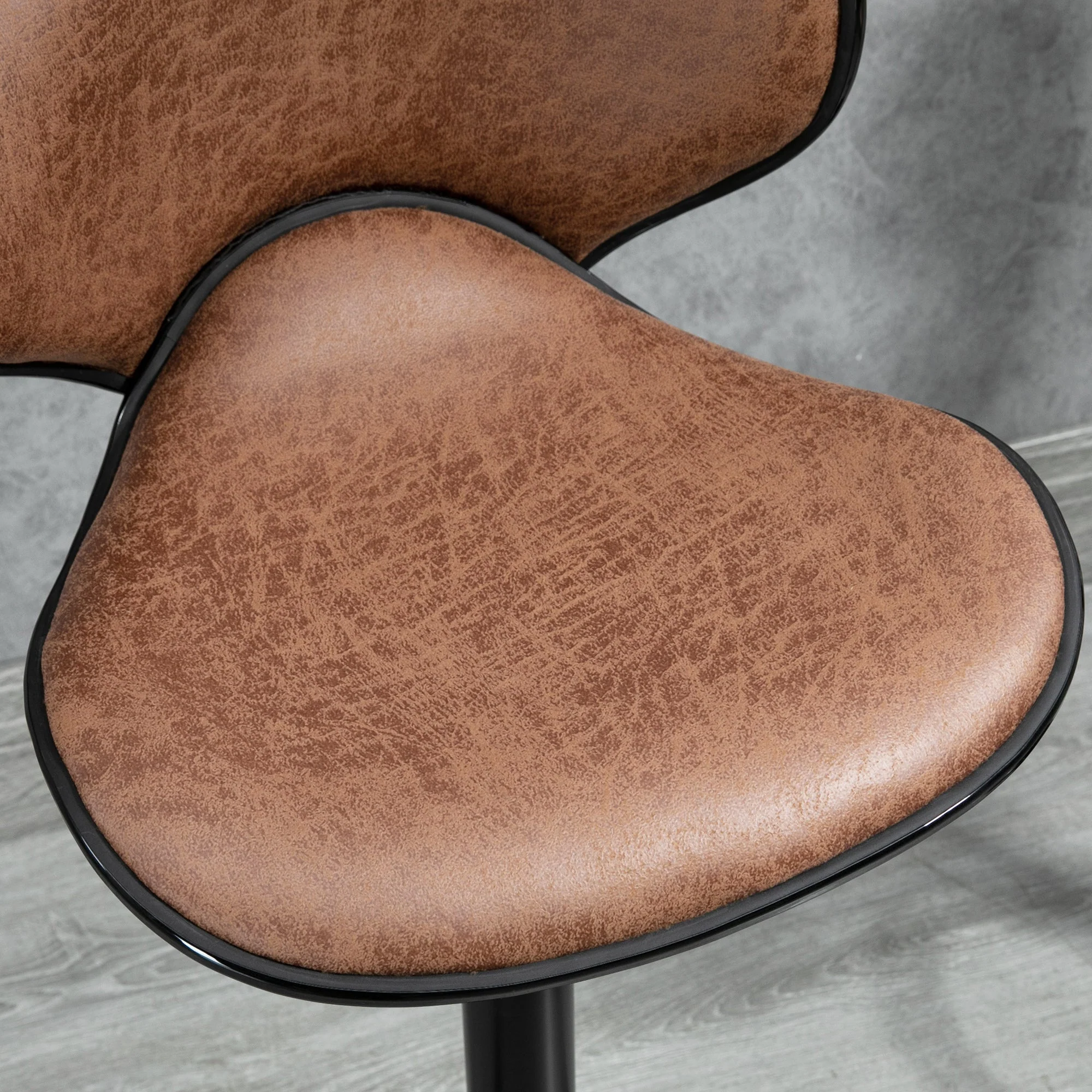 Bar Stool Set of 2 Microfiber Cloth Adjustable Height Armless Chairs with Swivel Seat - Image 7