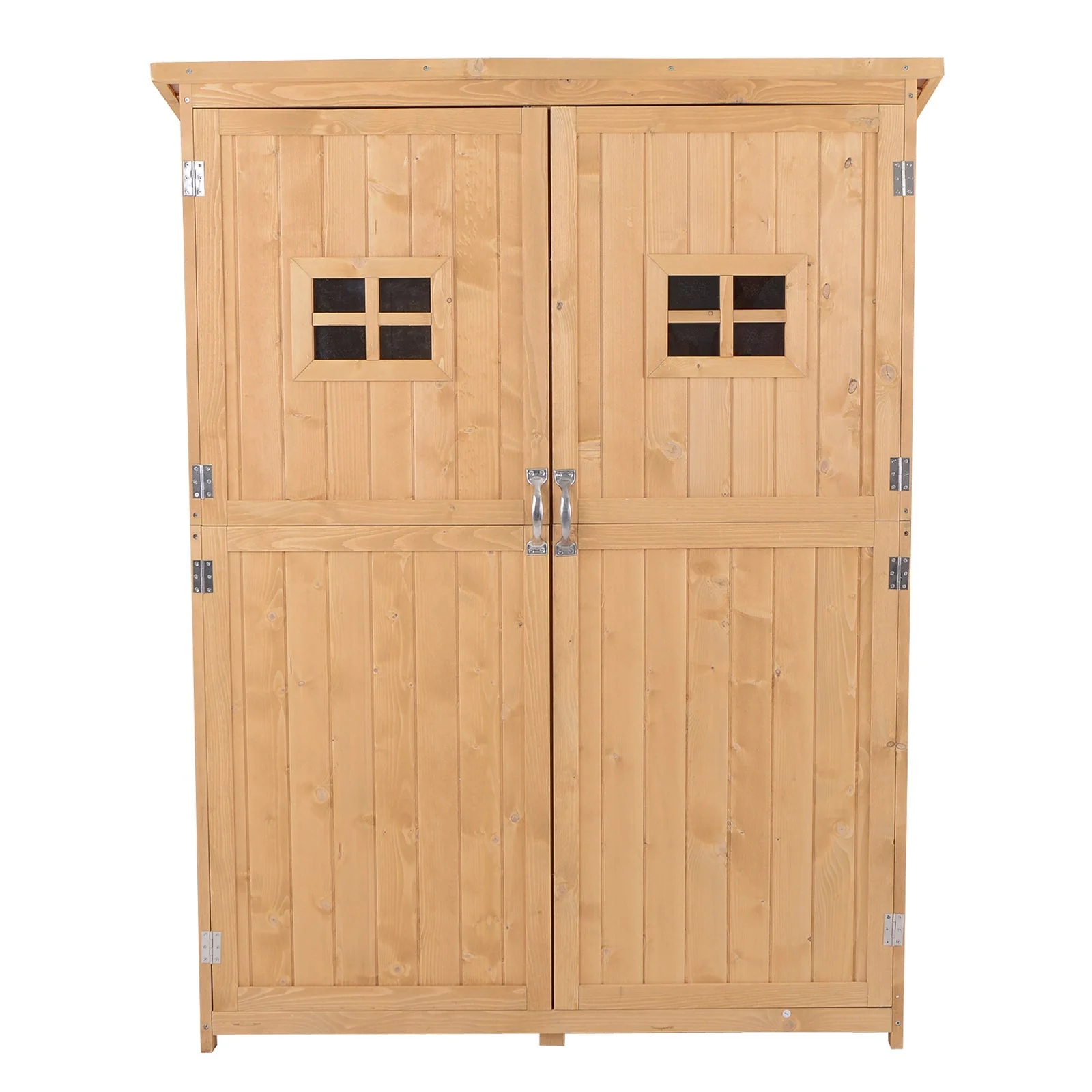 Barn 164cm Double Door Pent Garden Store Two Window Fir Wood Natural by Steadfast - Image 8