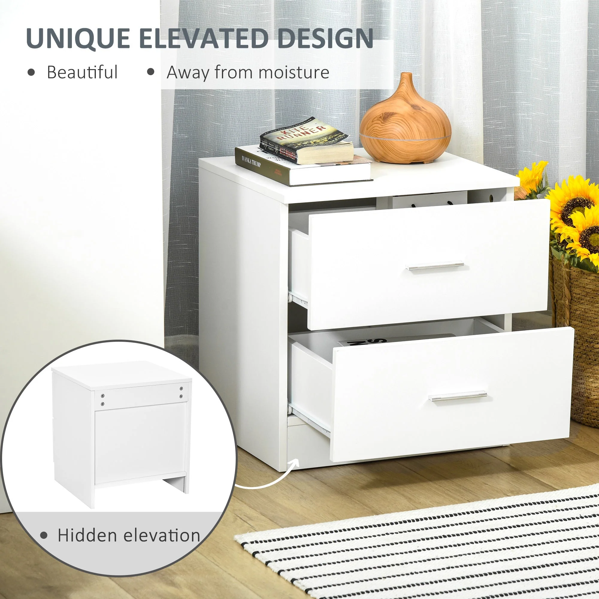 Bedside Table with 2 Drawers - Image 6