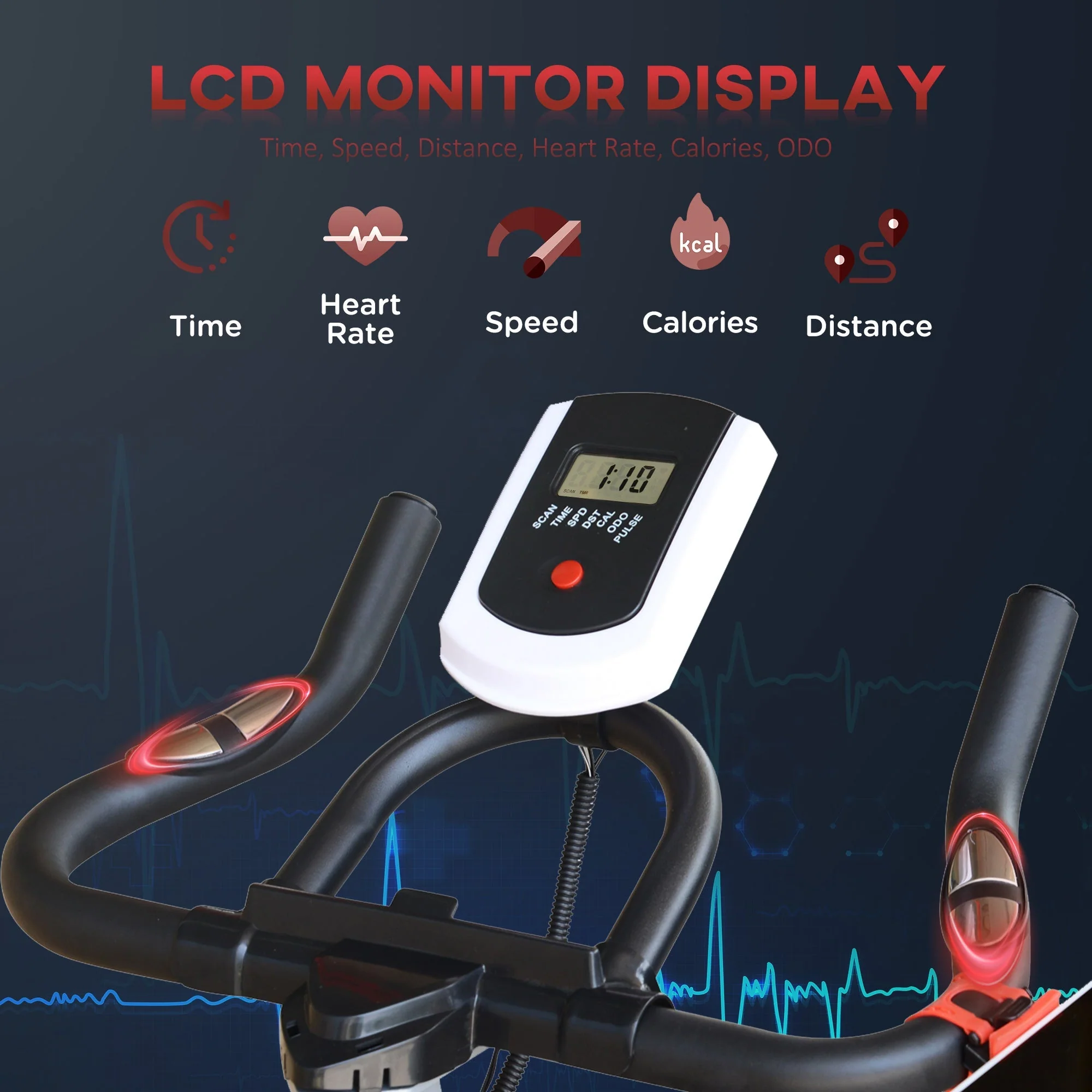 Belt-Driven Exercise Bike Home Fitness Trainer W/ Adjustable Resistance - Image 3