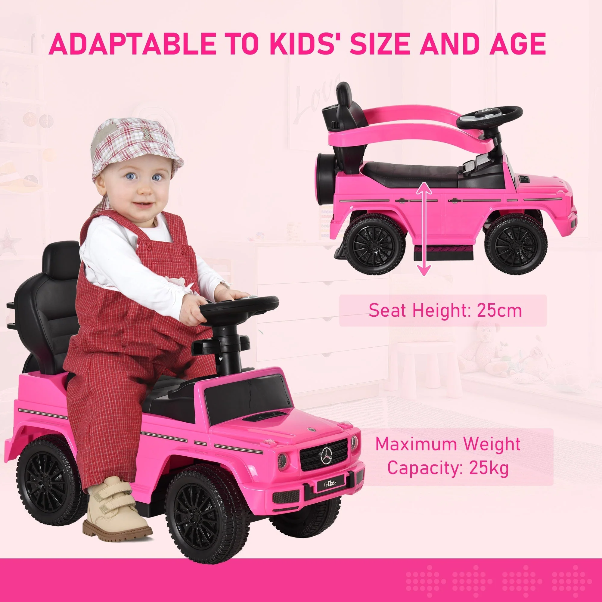 Benz G350 Ride-On Push Along Car Sliding Walker Floor Slider Stroller Toddler Vehicle - Image 7