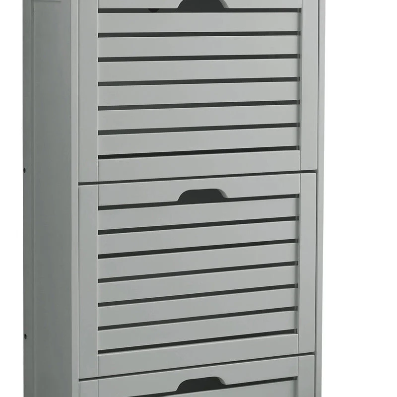 Bergen Tall Shoe Storage Grey 3 Doors 3 Shelves - Image 5