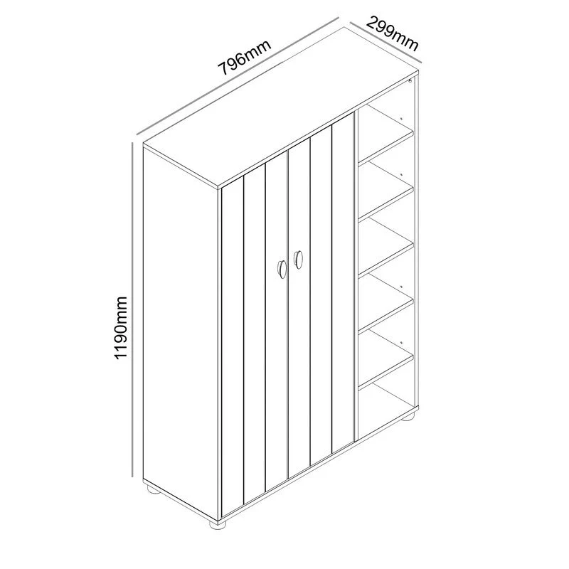 Bideford Tall Shoe Storage White 2 Doors 12 Shelves - Image 10
