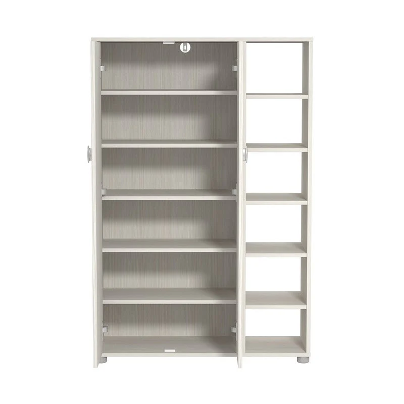 Bideford Tall Shoe Storage White 2 Doors 12 Shelves - Image 4