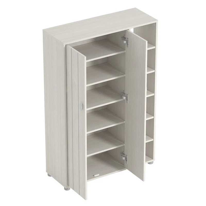 Bideford Tall Shoe Storage White 2 Doors 12 Shelves - Image 6