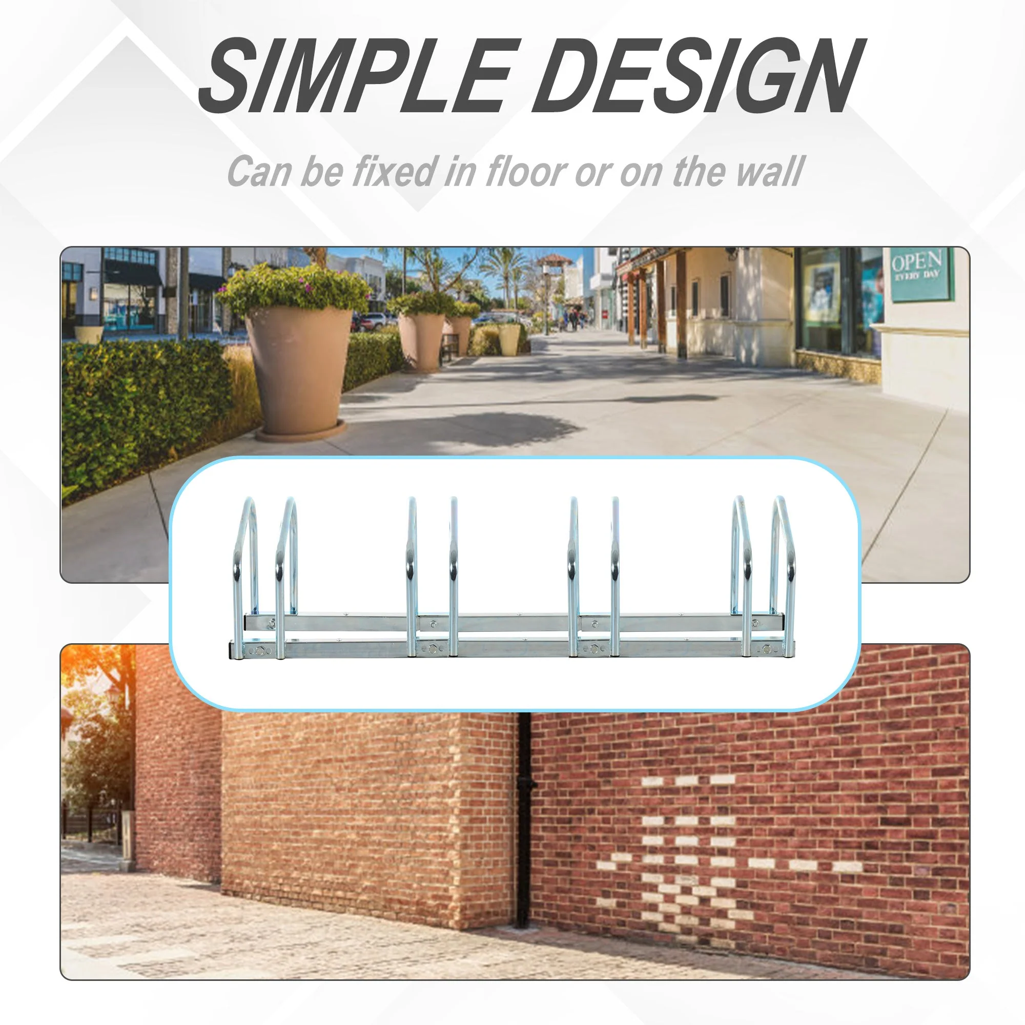Bike Stand Parking Rack Floor or Wall Mount Bicycle Cycle Storage Locking Stand 4 Racks - Image 6