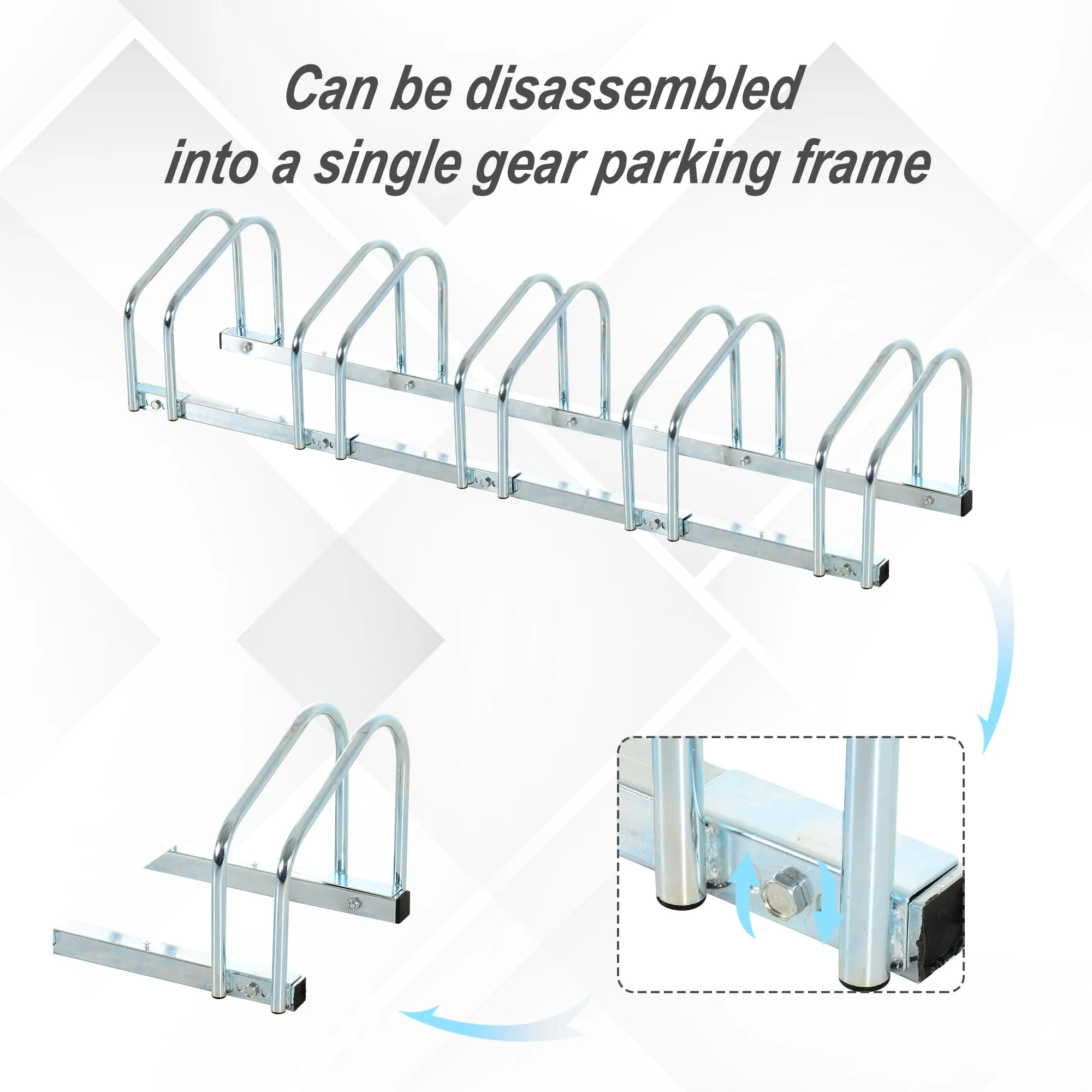 Bike Stand Parking Rack Floor or Wall Mount Bicycle Cycle Storage Locking Stand 5 Racks - Image 5
