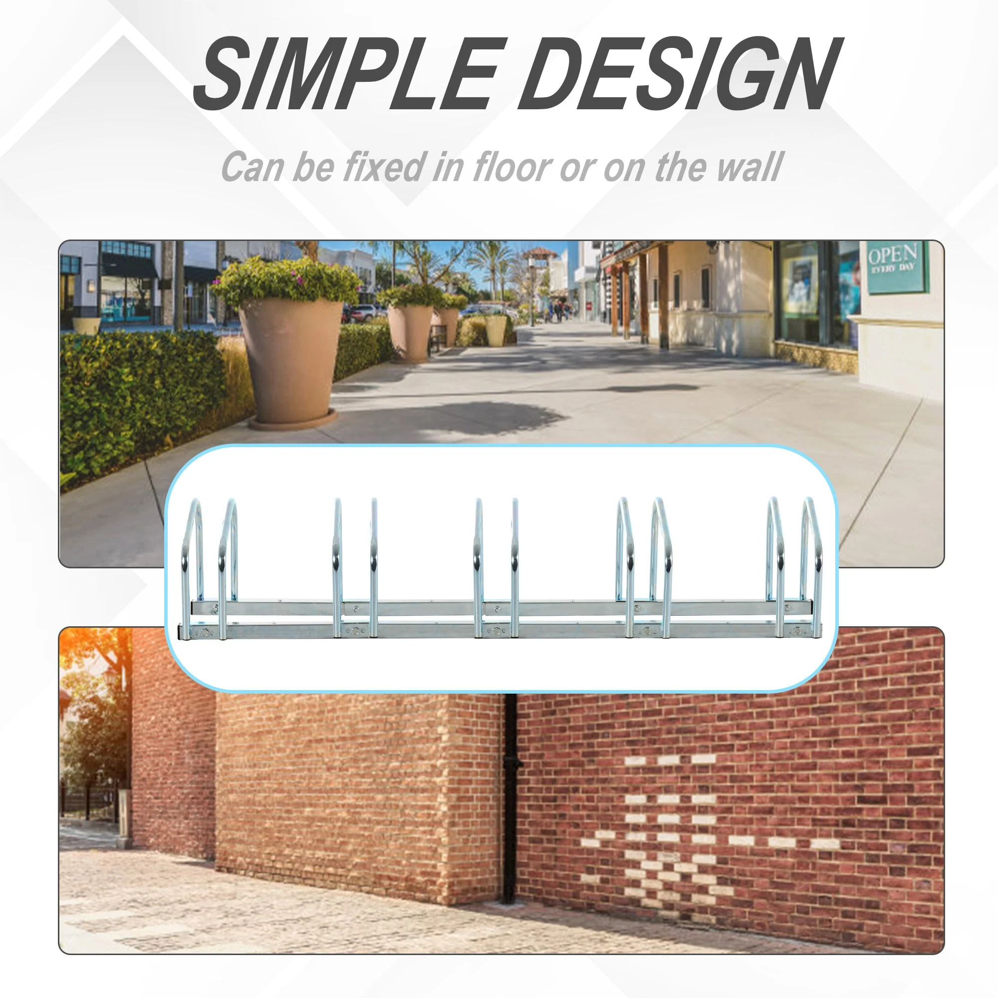 Bike Stand Parking Rack Floor or Wall Mount Bicycle Cycle Storage Locking Stand 5 Racks - Image 6