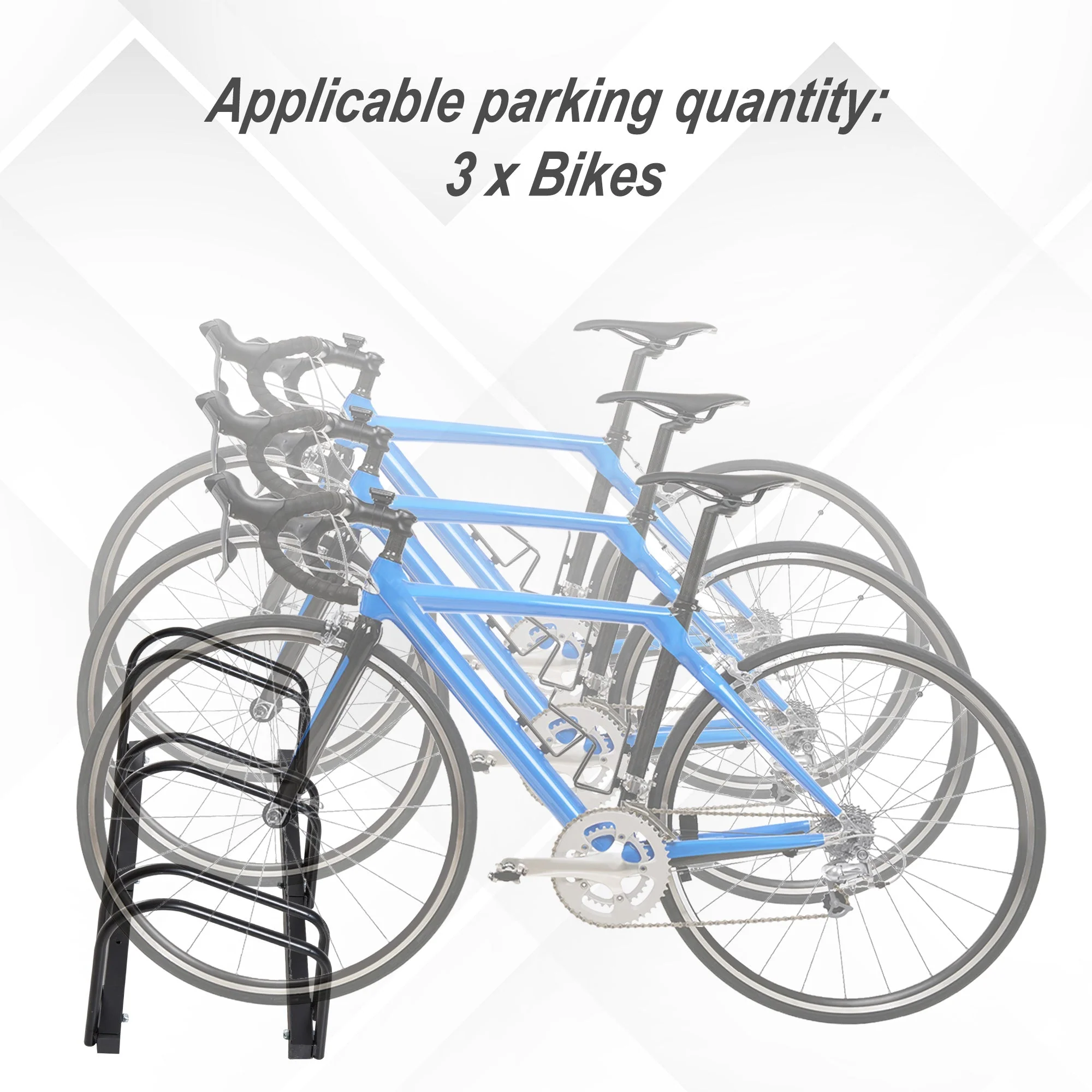 Bike Stand Parking Rack Floor or Wall Mount Bicycle Cycle Storage Locking Stand 76L x 33W x 27H 3 Racks - Image 4
