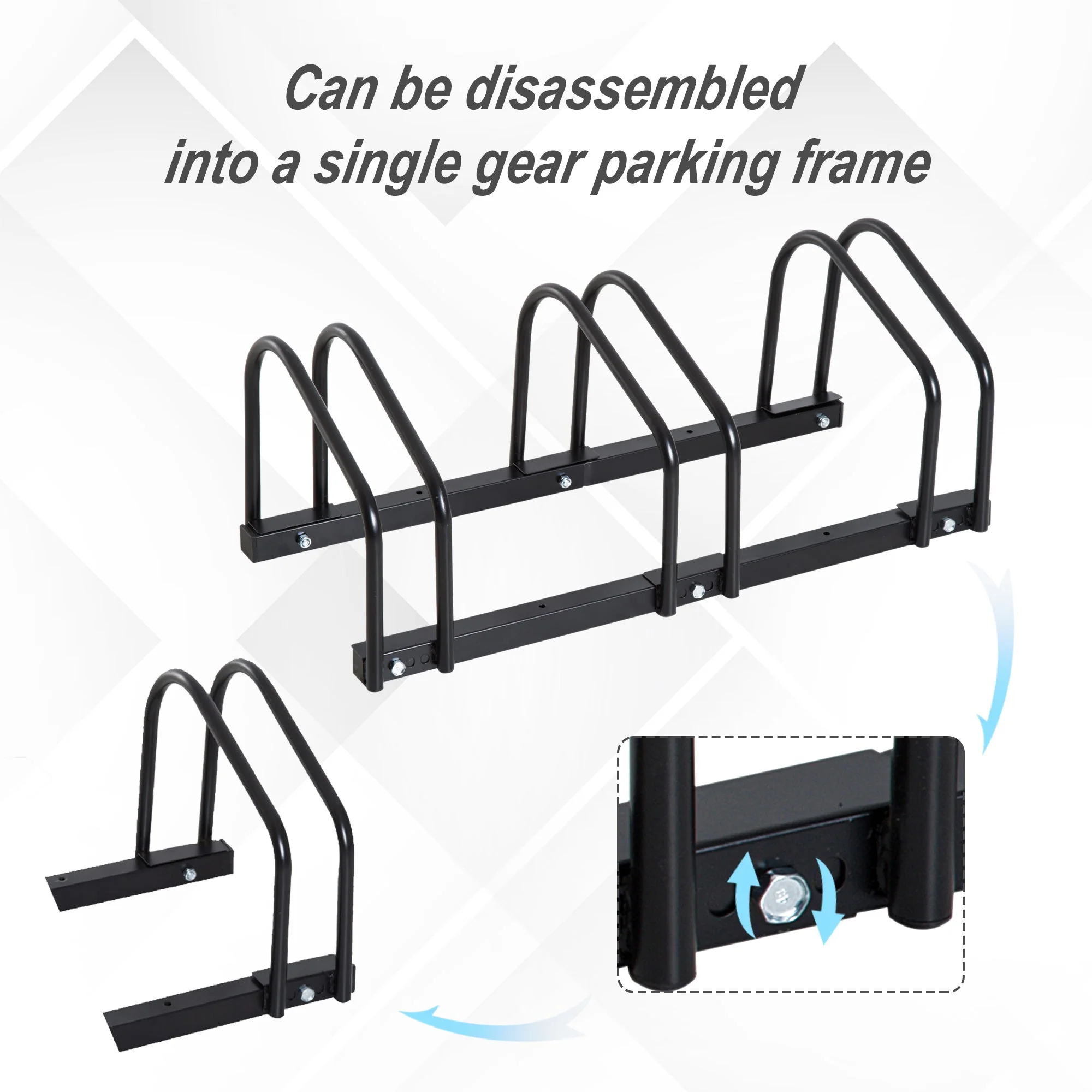 Bike Stand Parking Rack Floor or Wall Mount Bicycle Cycle Storage Locking Stand 76L x 33W x 27H 3 Racks - Image 5