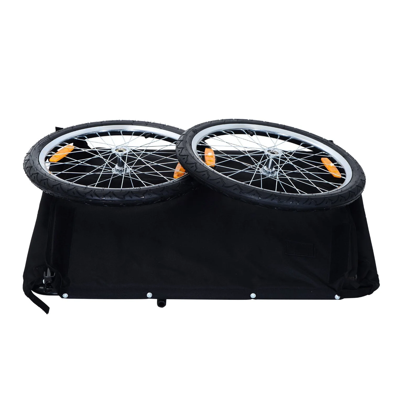 Bike Trailer Cargo in Steel Frame Extra Bicycle Storage Carrier with Removable Cover and Hitch White and Black - Image 7