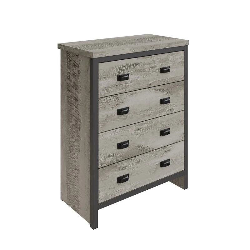 Boston Chest of Drawers Dark Grey 4 Drawers - Image 4