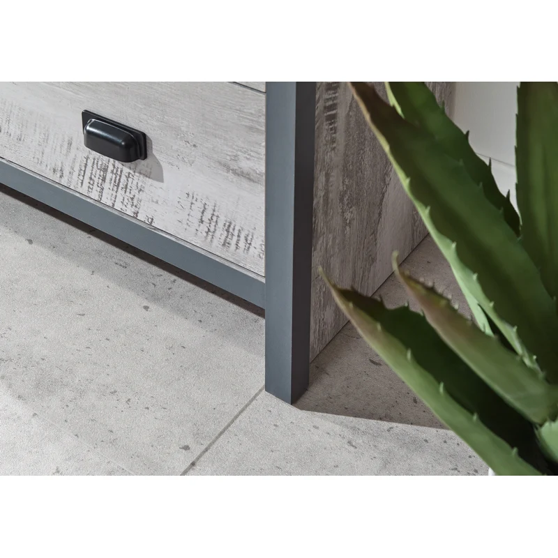 Boston Sideboard Metal & Wood Grey 1 Door 1 Shelf 3 Drawers - Image 5