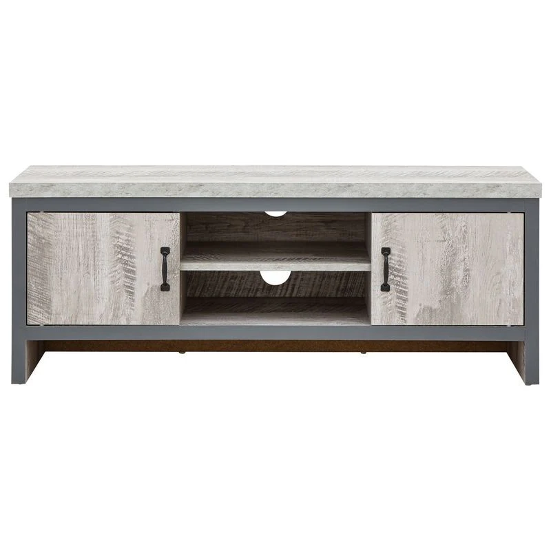 Boston TV Unit Metal & Wood Grey 2 Shelves 2 Doors - Image 5