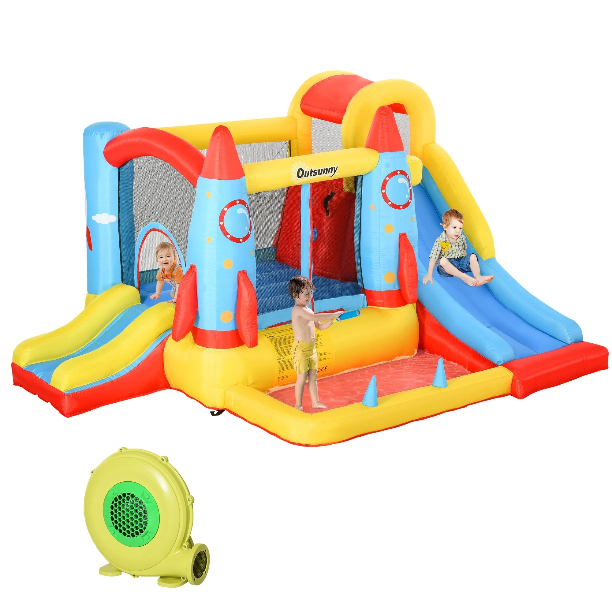 Bounce Castle Inflatable Trampoline Slide Pool Rocket Design 3.4 x 2.8 x 1.85m - Image 8