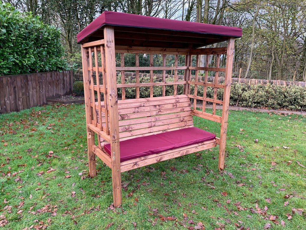 Bramham Garden Arbour by Charles Taylor - 3 Seats Burgundy Cushions - Image 11