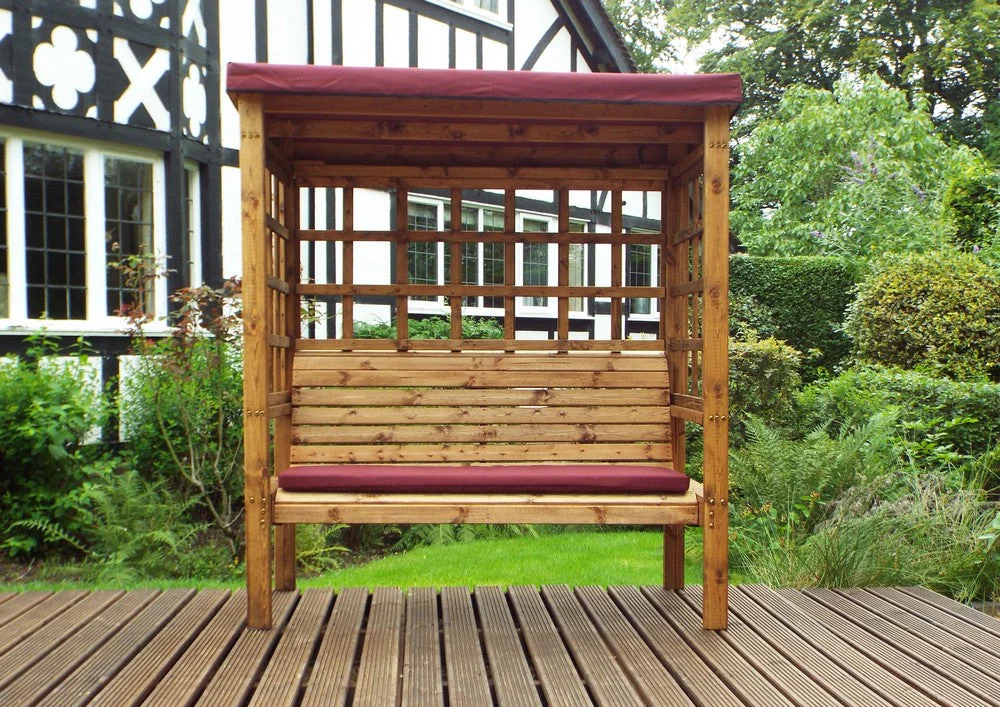 Bramham Garden Arbour by Charles Taylor - 3 Seats Burgundy Cushions - Image 4