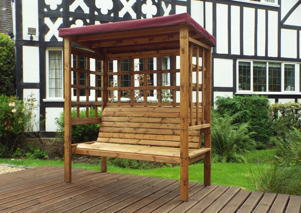 Bramham Garden Arbour by Charles Taylor - 3 Seats Burgundy Cushions - Image 6