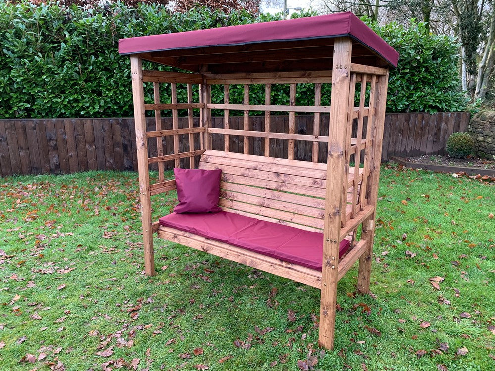 Bramham Garden Arbour by Charles Taylor - 3 Seats Burgundy Cushions - Image 9