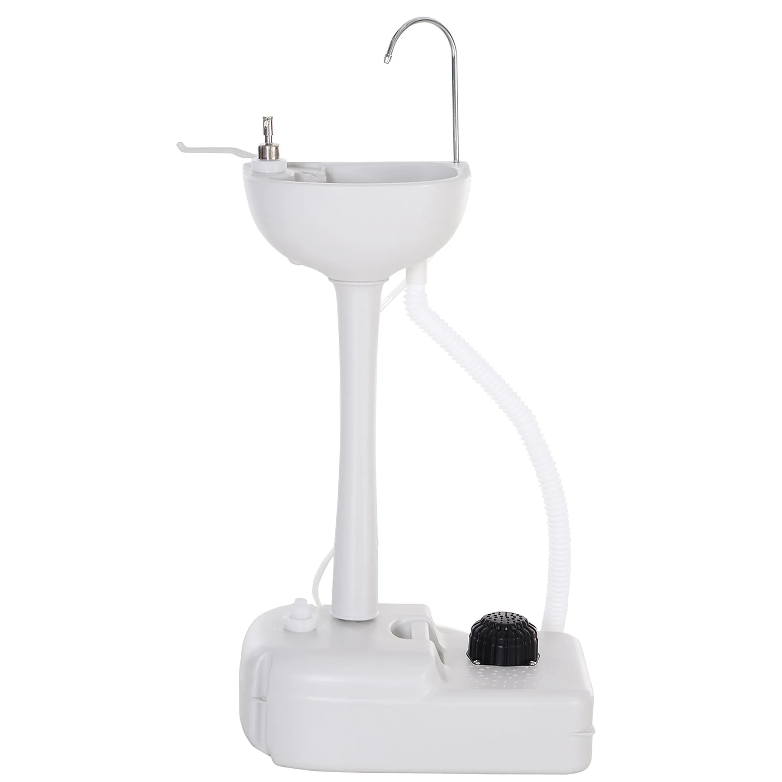 Camping Portable Handwash Sink w/ Towel Holder & Soap Dispenser Rolling Wheels Outdoor Drainage Equipment - Image 2