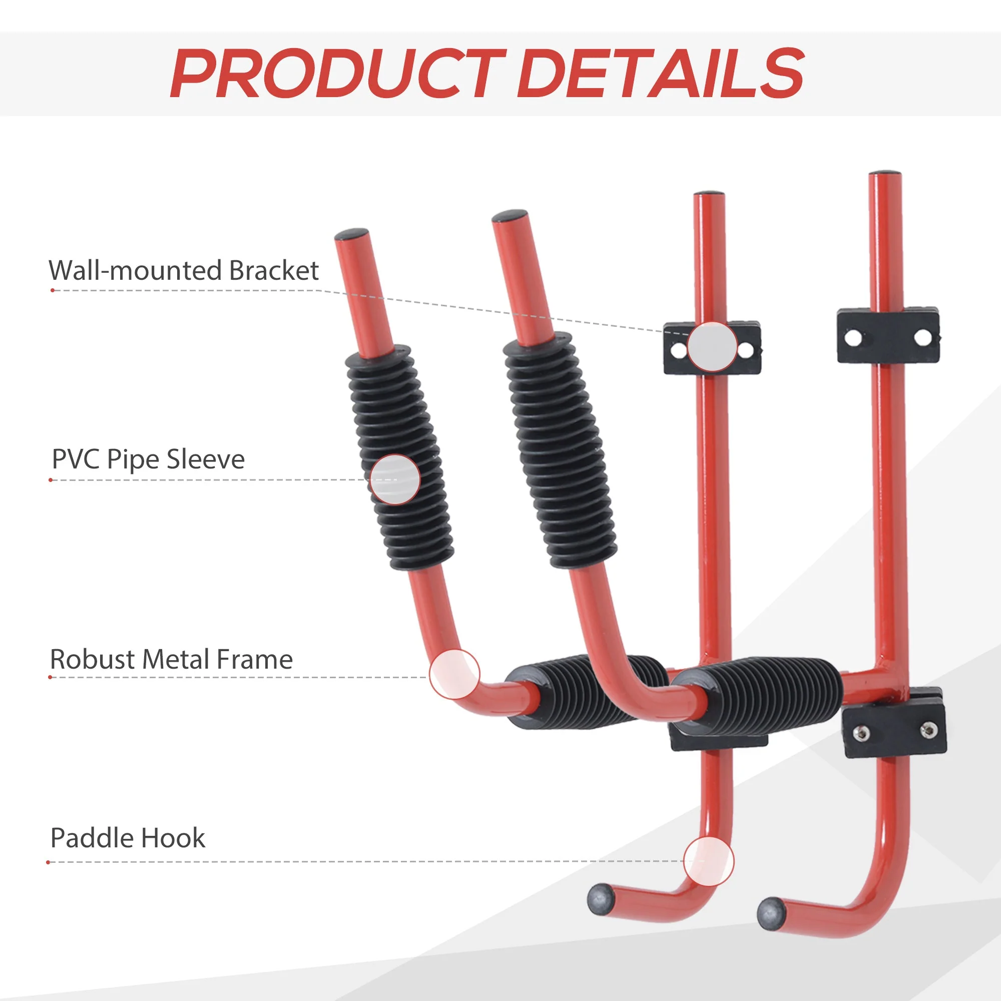 Canoe/Kayak Aluminum Wall Mount Hangers-Red - Image 4