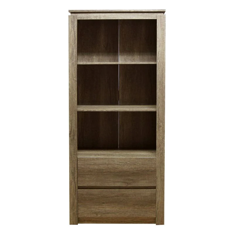 Canyon Tall Bookcase Natural 3 Shelves 2 Drawers - Image 2