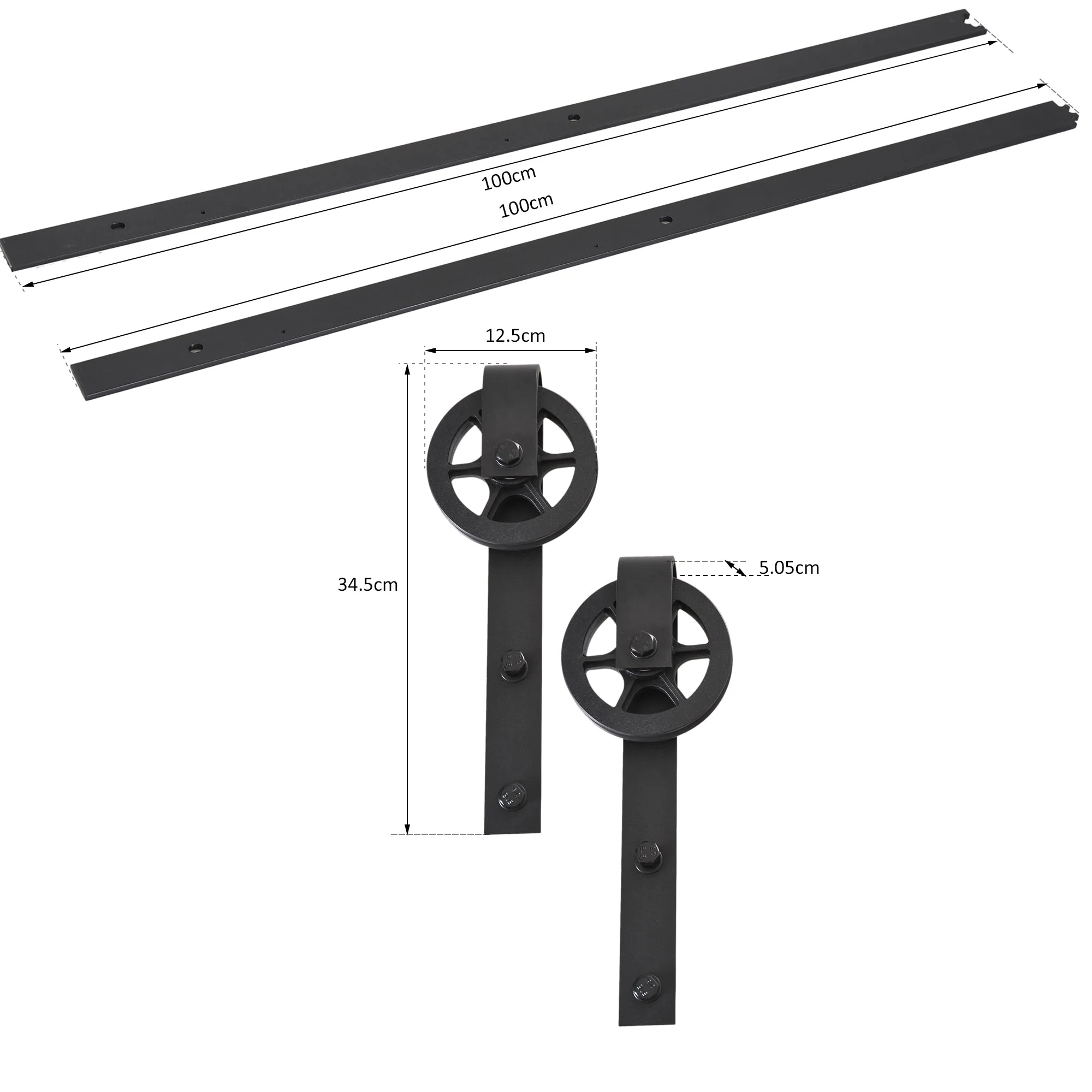 Carbon Steel 6.6' Sliding Barn Door Hardware Kit-Frosted Black - Image 3