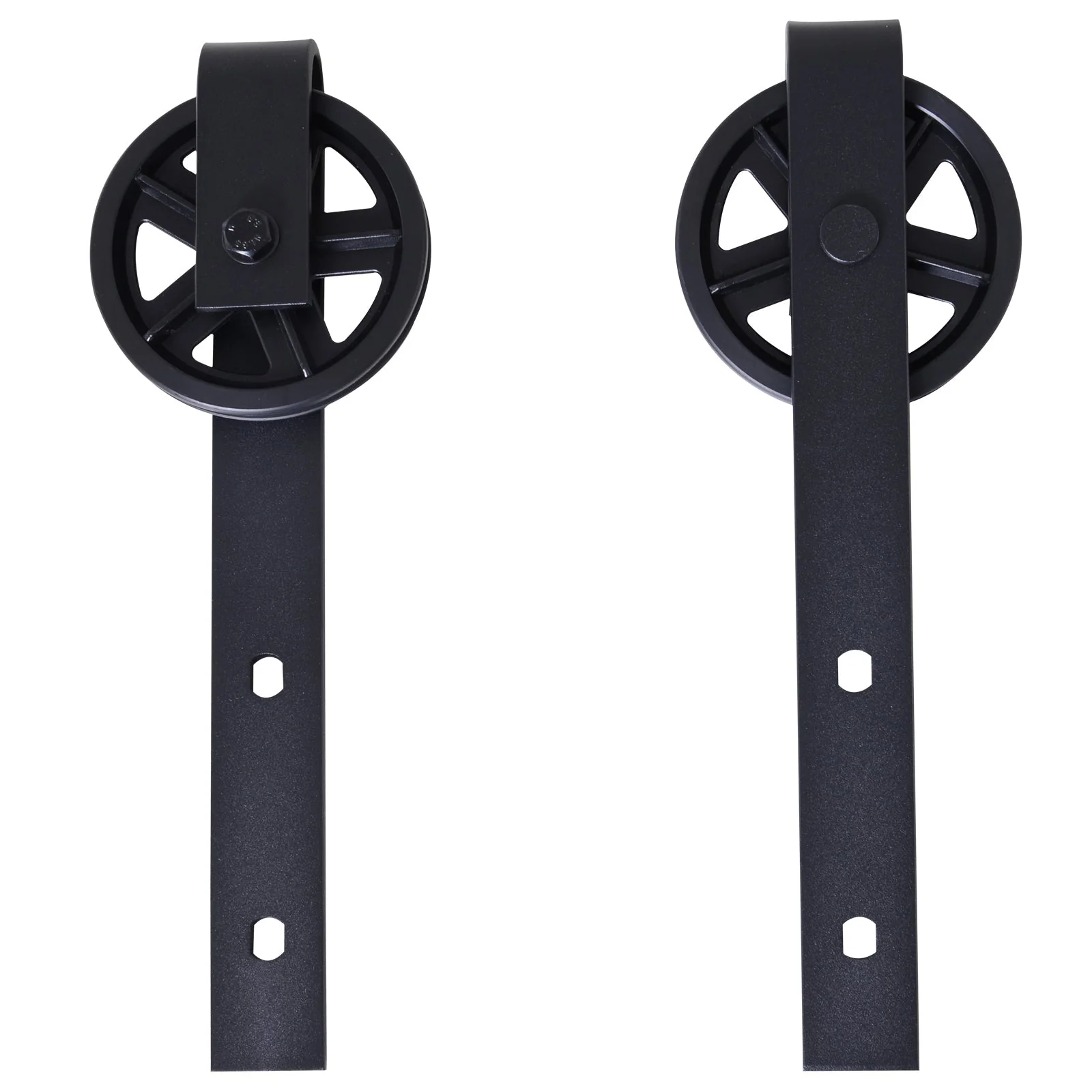 Carbon Steel 6.6' Sliding Barn Door Hardware Kit-Frosted Black - Image 6