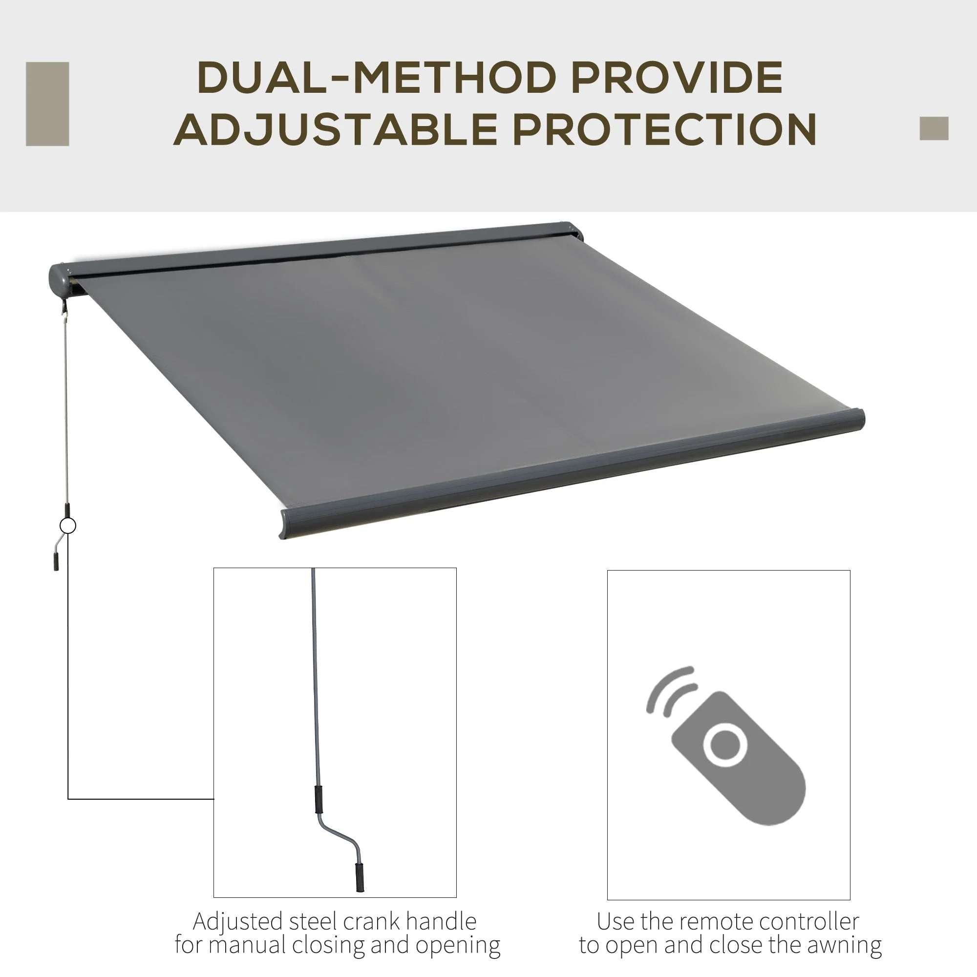 Cassette Electric Manual Awning Door Window Retractable Canopy w/ R/C - Image 3