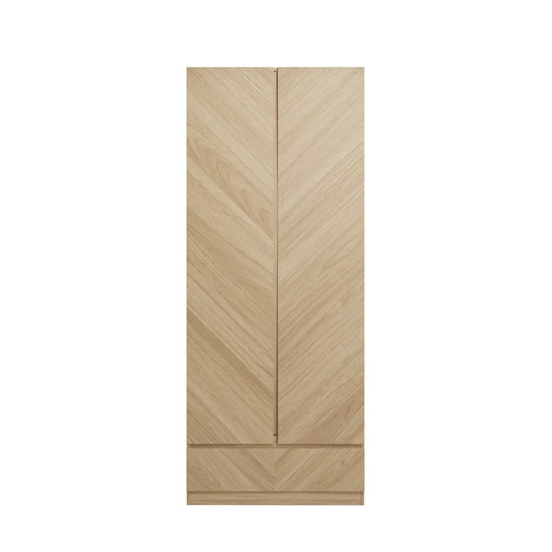Catania Tall Wardrobe Light Brown 2 Doors 1 Drawer - Image 2