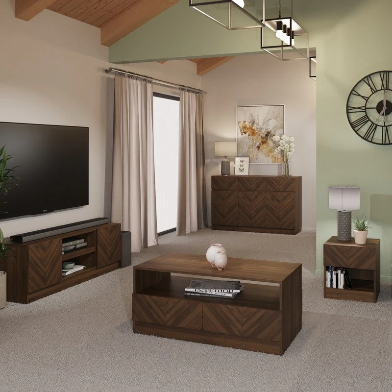 Catania TV Unit Dark Brown 3 Shelves 2 Doors - Image 2