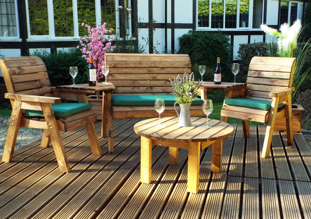 Charles Taylor 4 Seat Circular Table Combi Scandinavian Redwood Garden Furniture