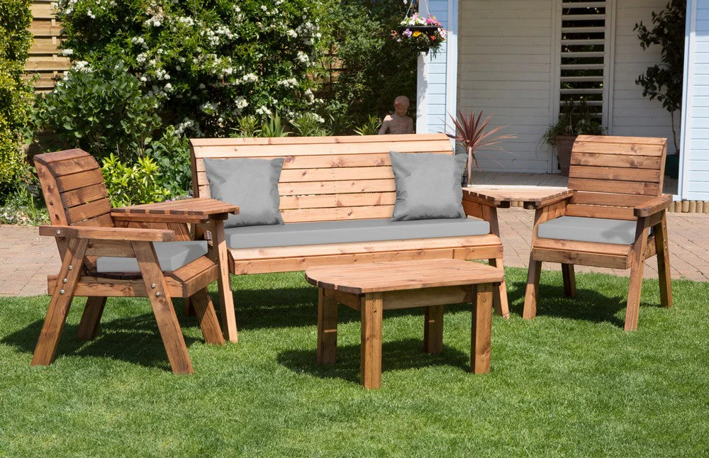 Charles Taylor 5 Seat Rectangular Table Combi Scandinavian Redwood Garden Furniture - Image 4