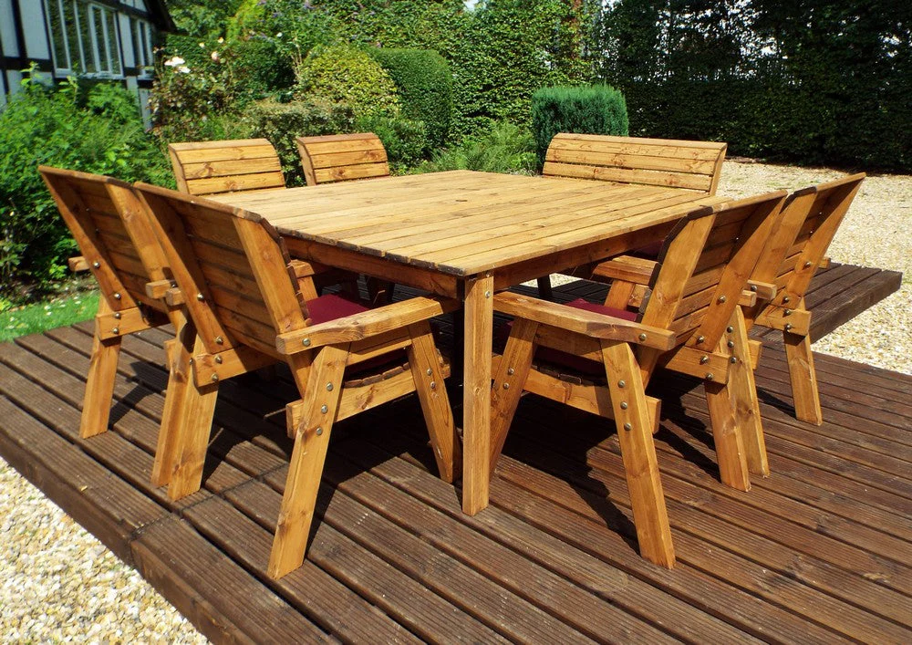 Charles Taylor 8 Seat Deluxe Scandinavian Redwood Square Combi Garden Furniture - Image 8