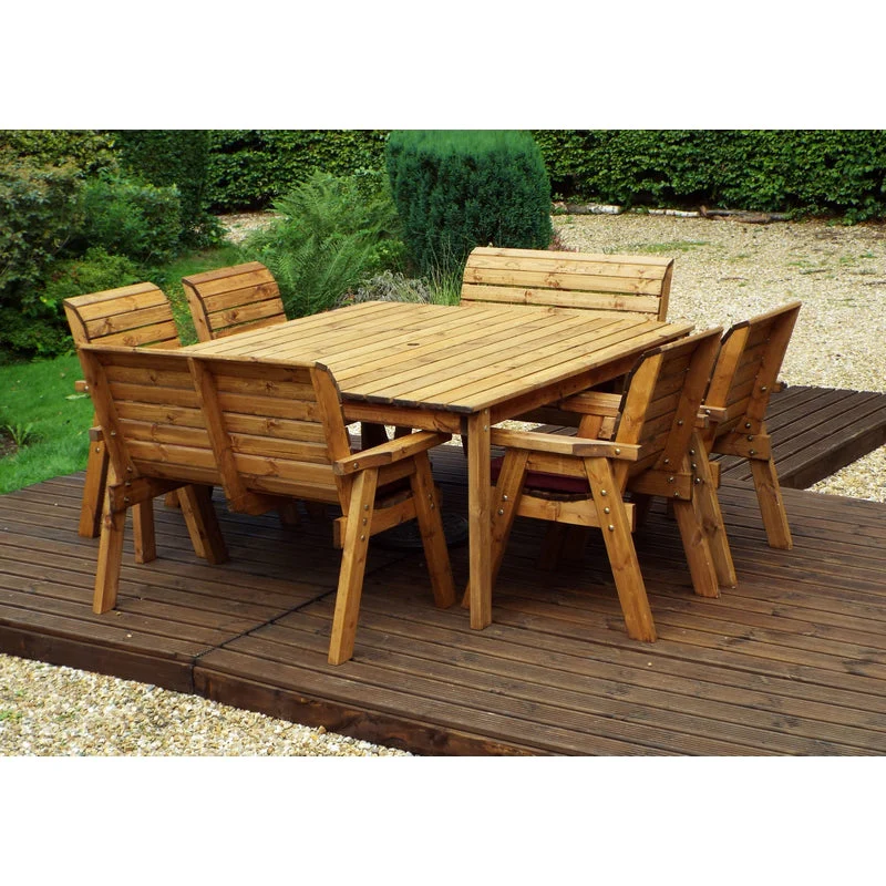 Charles Taylor 8 Seat Square Table Deluxe Scandinavian Redwood Garden Furniture - Image 2