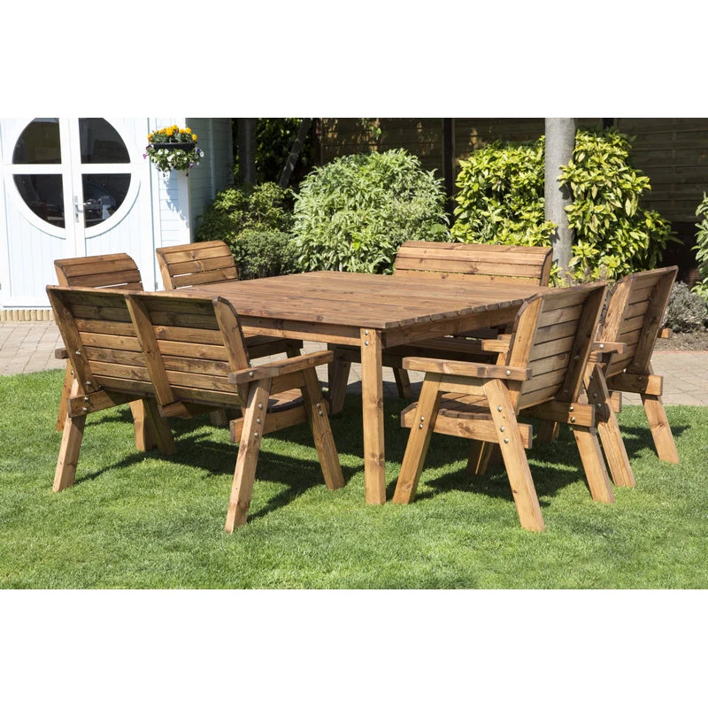 Charles Taylor 8 Seat Square Table Deluxe Scandinavian Redwood Garden Furniture - Image 4