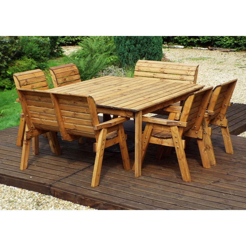 Charles Taylor 8 Seat Square Table Deluxe Scandinavian Redwood Garden Furniture - Image 6