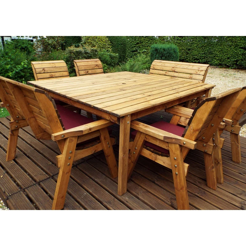 Charles Taylor 8 Seat Square Table Deluxe Scandinavian Redwood Garden Furniture - Image 7