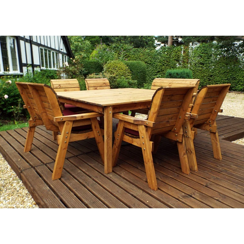 Charles Taylor 8 Seat Square Table Deluxe Scandinavian Redwood Garden Furniture - Image 8
