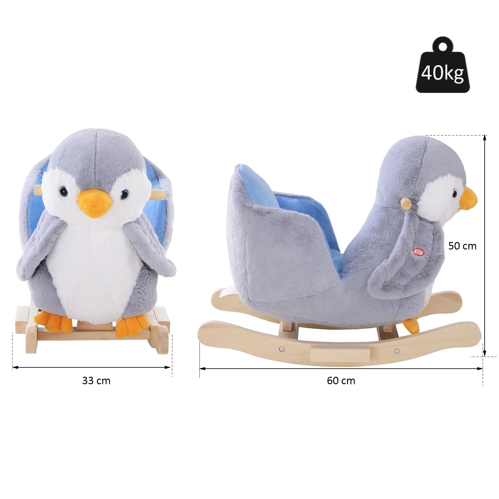 Children Kids Animal Rocking Horse Penguin Plush Musical Button 32 Songs Kid Rocker - Image 3