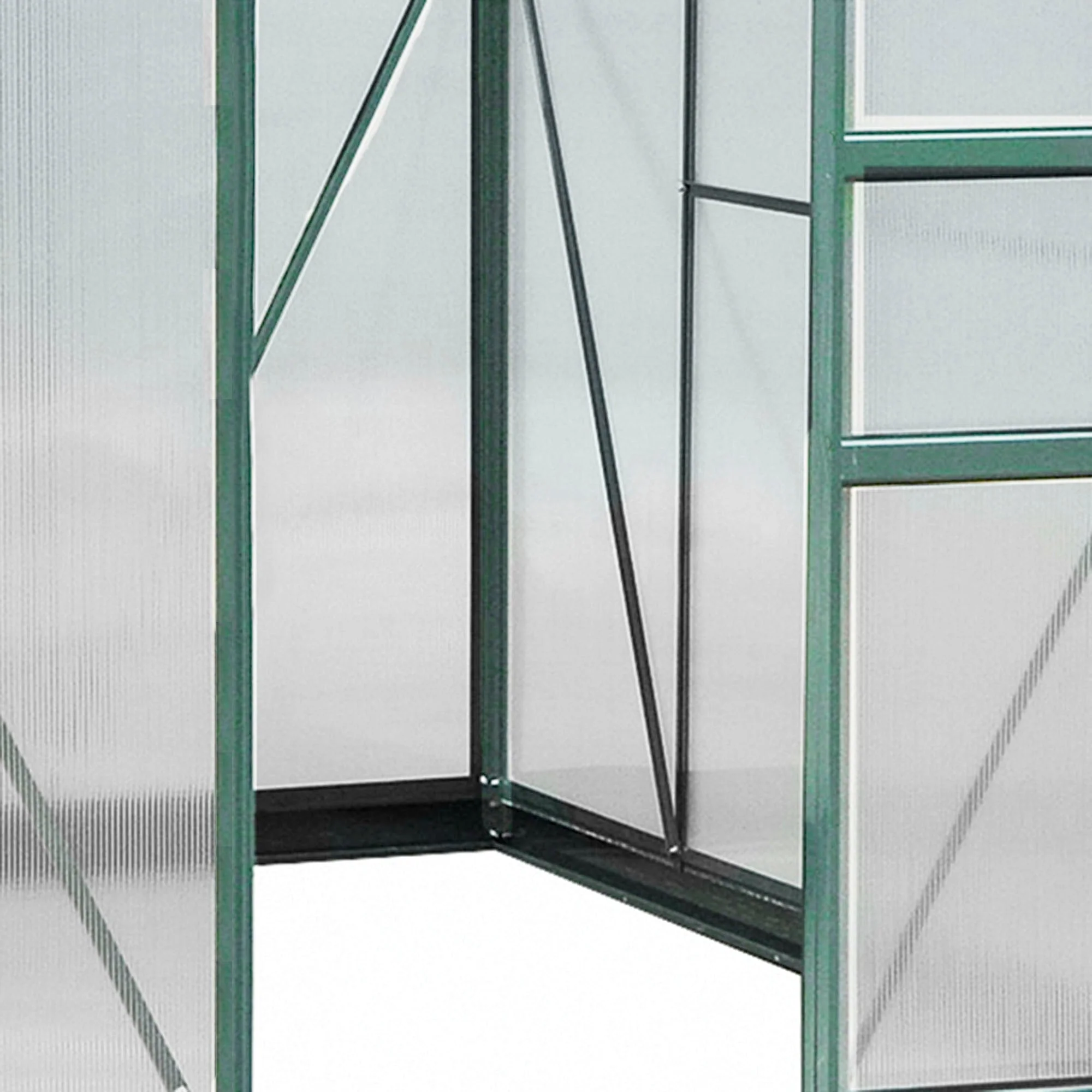 Clear Polycarbonate Greenhouse Large Walk-In Green House Garden Plants Grow Galvanized Base Aluminium Frame w/ Slide Door 6 x 8ft - Image 8
