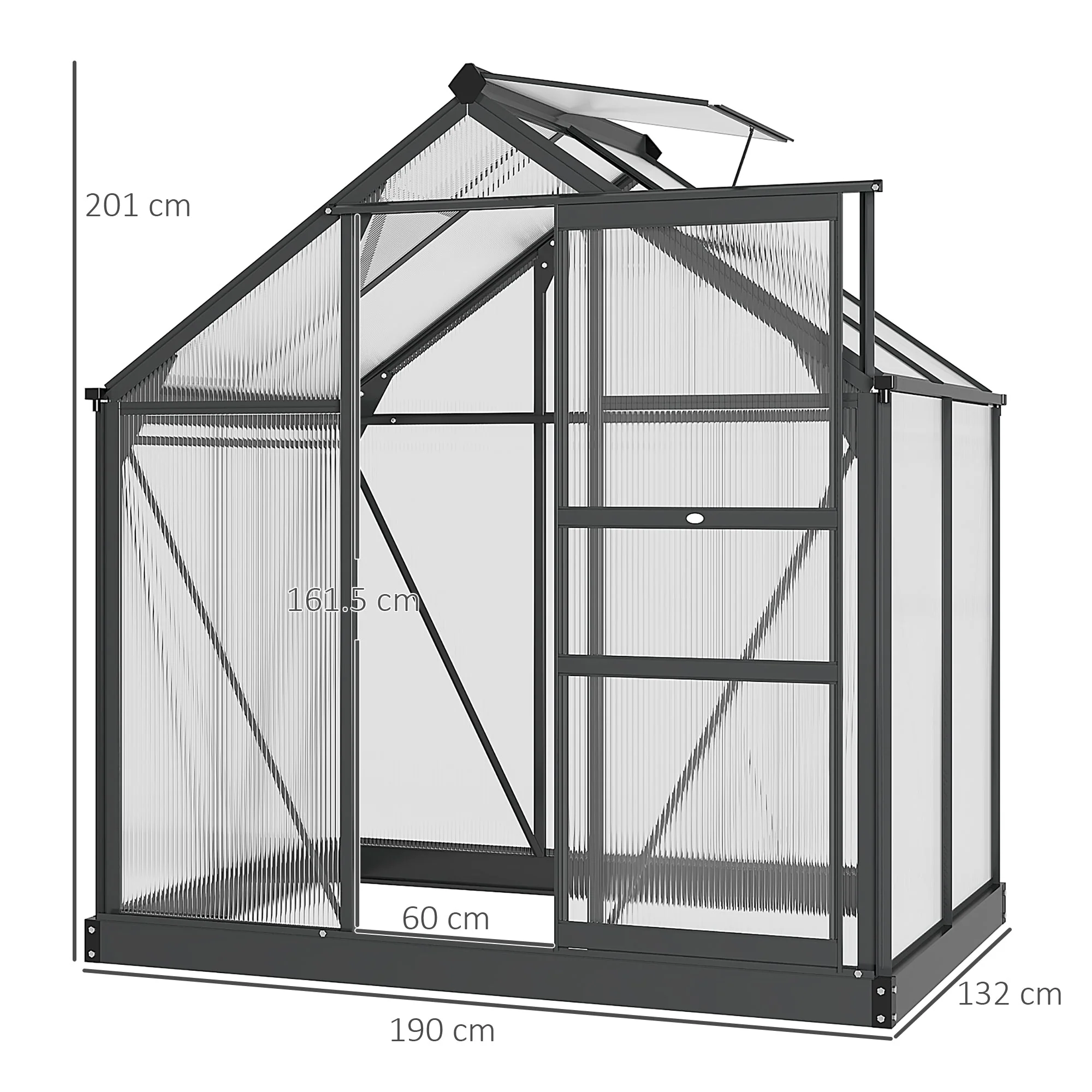 Clear Polycarbonate Greenhouse Large Walk-In Green House Garden Plants Grow Galvanized Base Aluminium Frame with Slide Door - Image 3