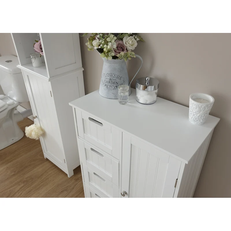 Colonial Bathroom Cabinet White 1 Door 2 Shelves 4 Drawers - Image 3