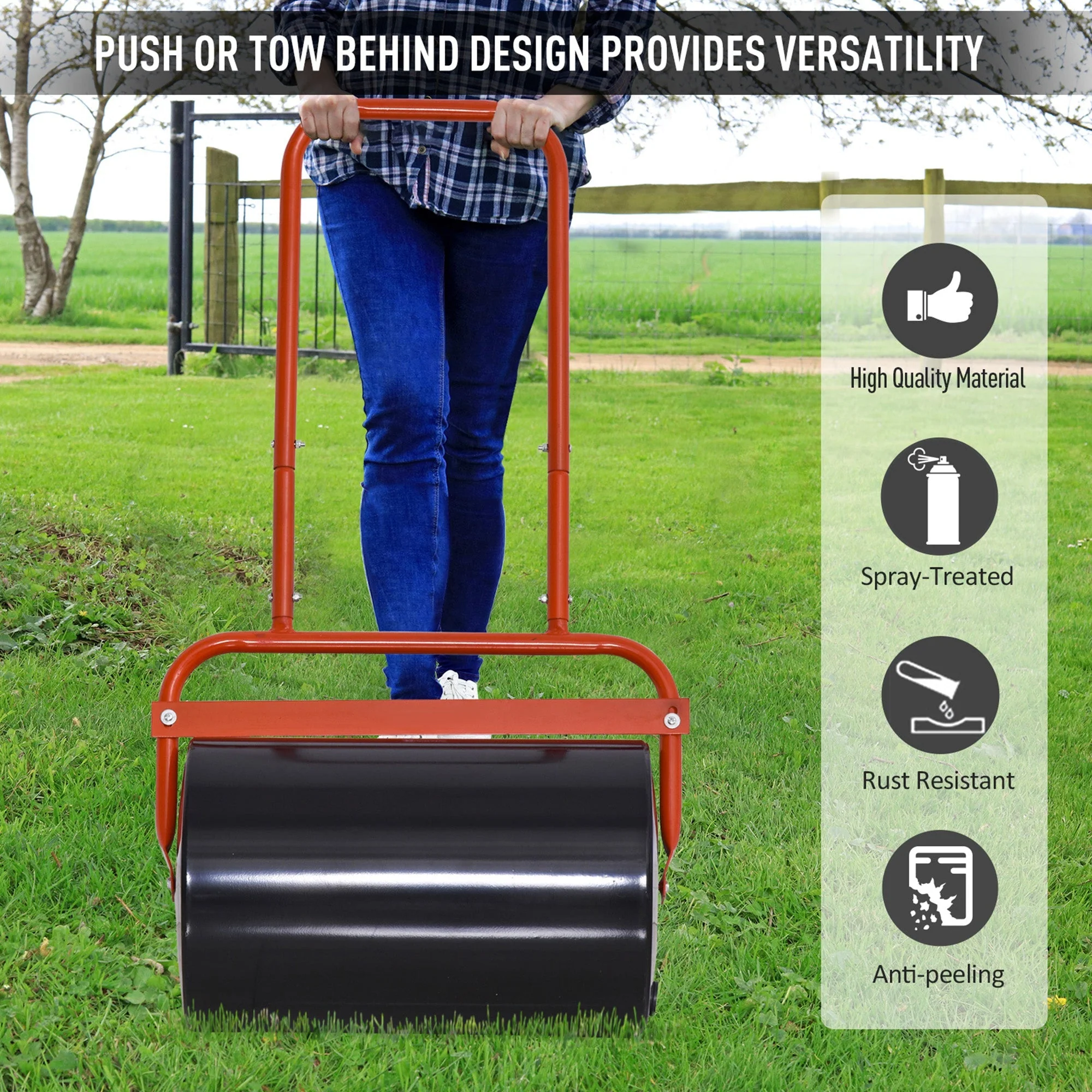 Combination Push/Tow Lawn Roller Filled with 38L Sand 62kg or Water - Image 6