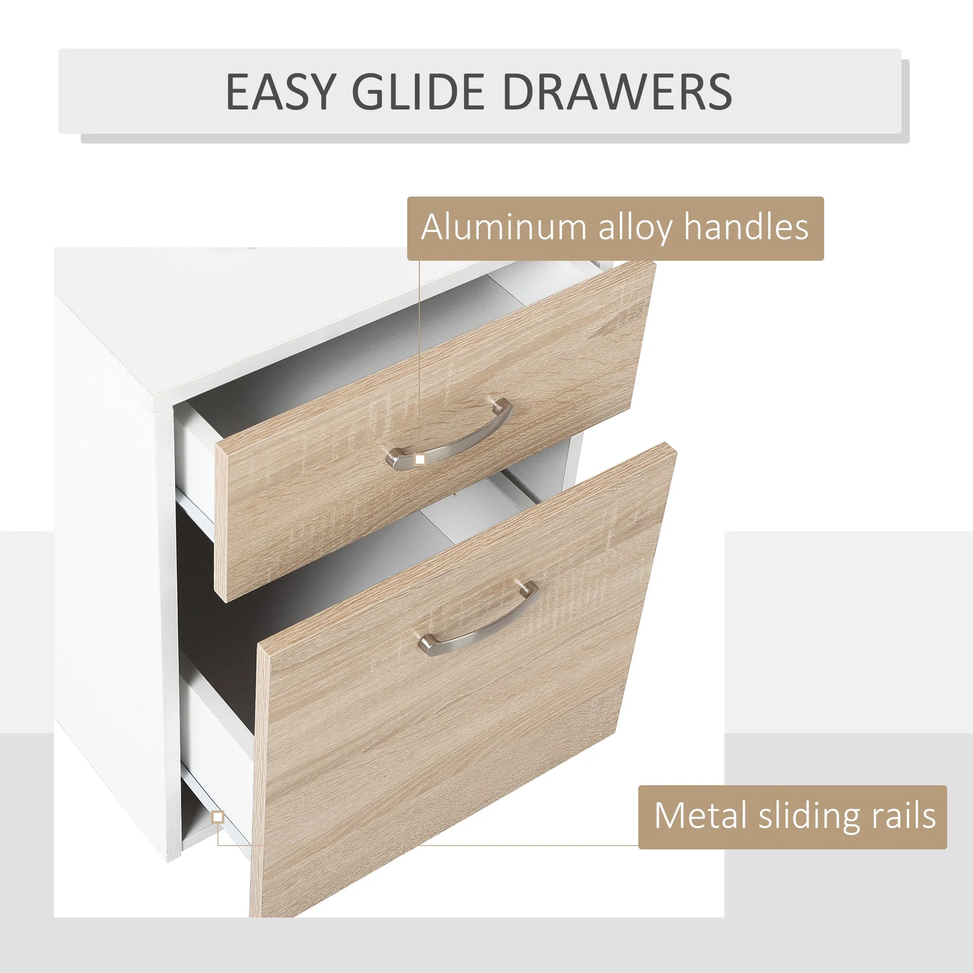 Computer Desk PC Table Modern Home Office Writing Workstation Furniture Printer Shelf Rack w/ Storage Drawer & Shelves Oak and white - Image 5