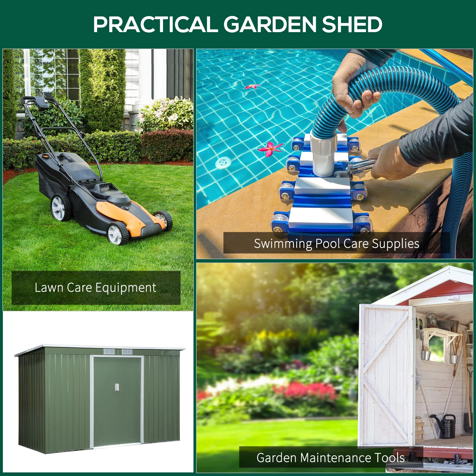 Corrugated 9 x 4' Double Door Pent Garden Shed With Ventilation Steel Light Green by Steadfast - Image 7